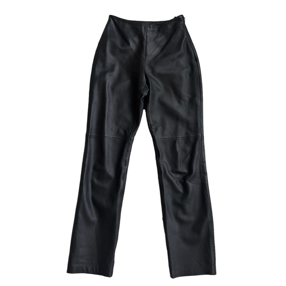 Hugo Buscati Pants - Hugo Buscati High Waisted Straight Black Genuine Leather Pants Size 4